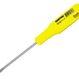 Destornillador con mango amarillo, miniatura punta plana 1/8