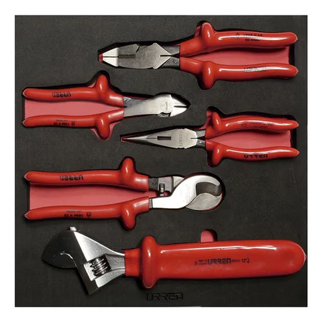 Juego de pinzas y llave ajustable 1000 V, 5 piezas 1