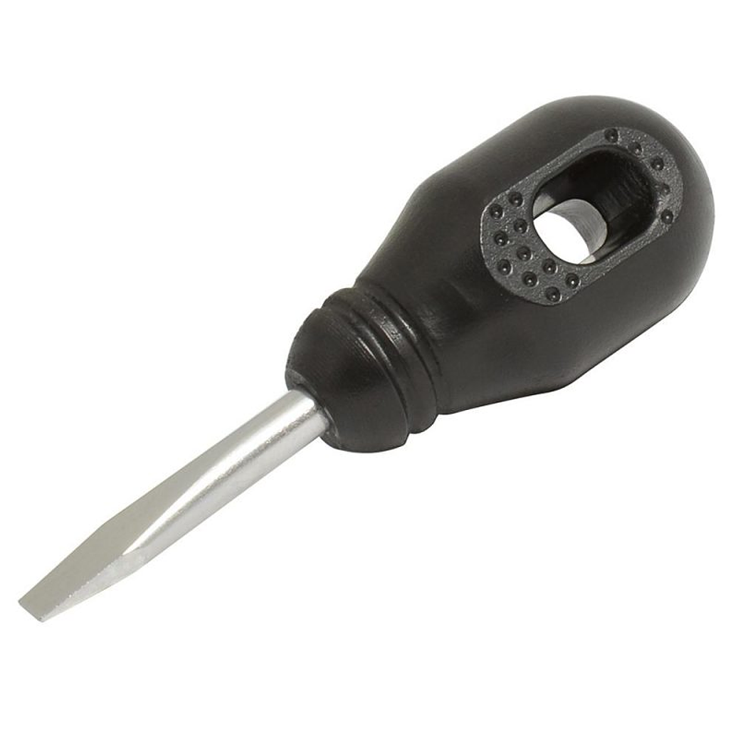 Destornillador con mango negro, tipo trompo punta plana 1/4