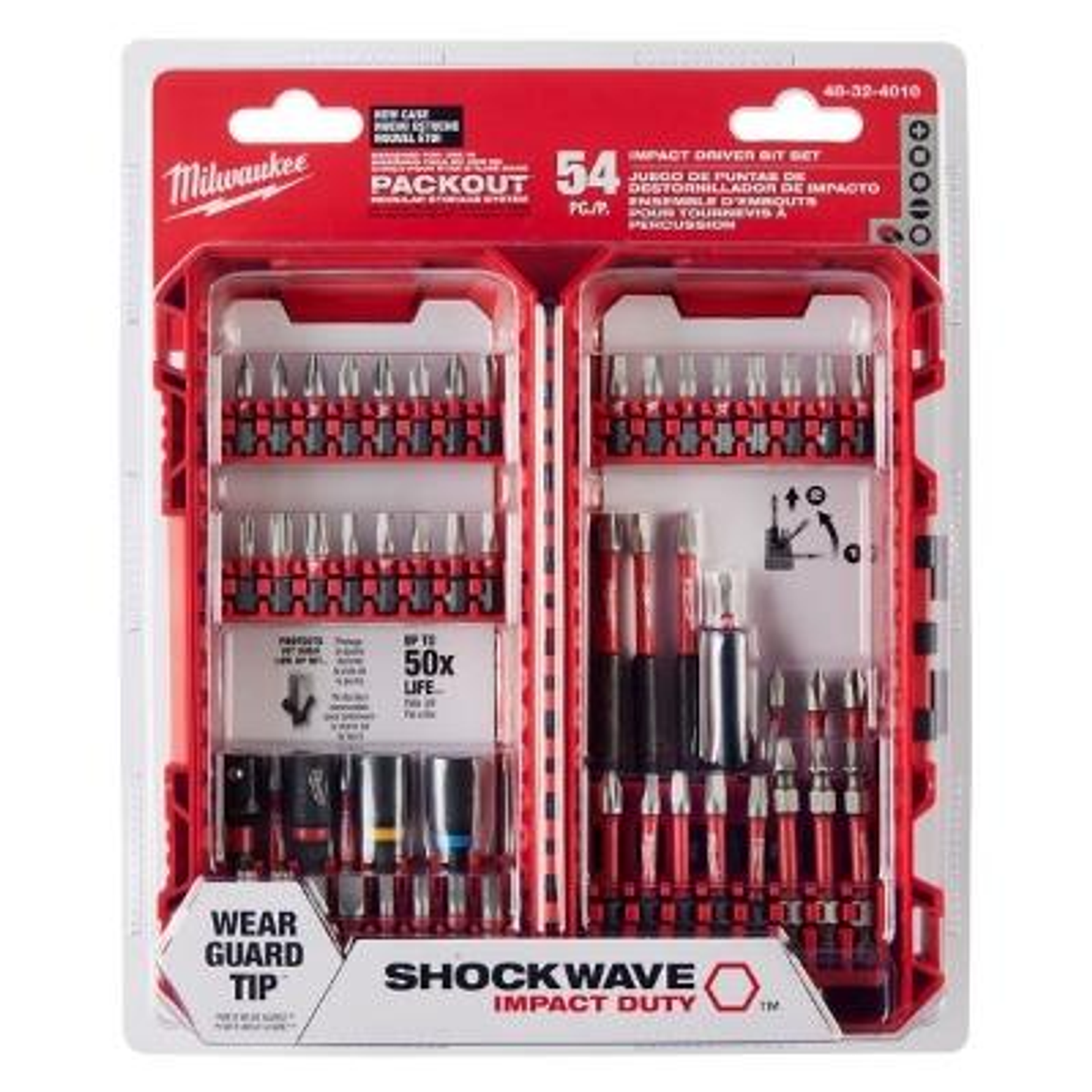JUEGO DE BROCAS PARA DESTORNILLADOR SHOCKWAVE IMPACT DUTY DE 54 PIEZAS MILWAUKEE 48 32 4010 1