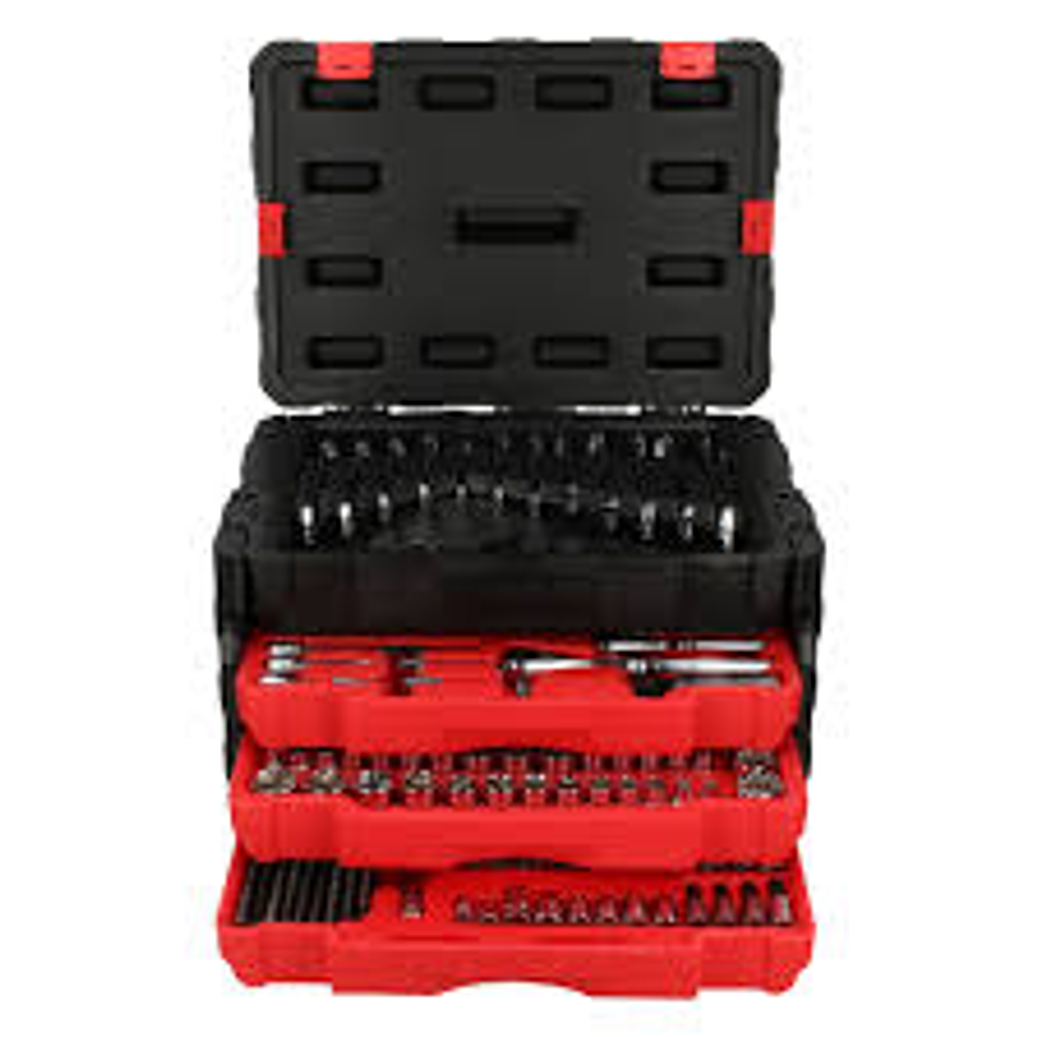 Juego combinado de herramienta para mecánico con caja plástica de 3 gavetas, 450 piezas 1