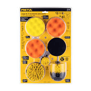 JUEGO 11 ACCESORIOS DE LIMPIEZA Y PULIDO P/TALADRO, PRETUL