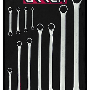 Juego de llaves de estrías pulido espejo de 15° métricas, 12 puntas, 11 piezas