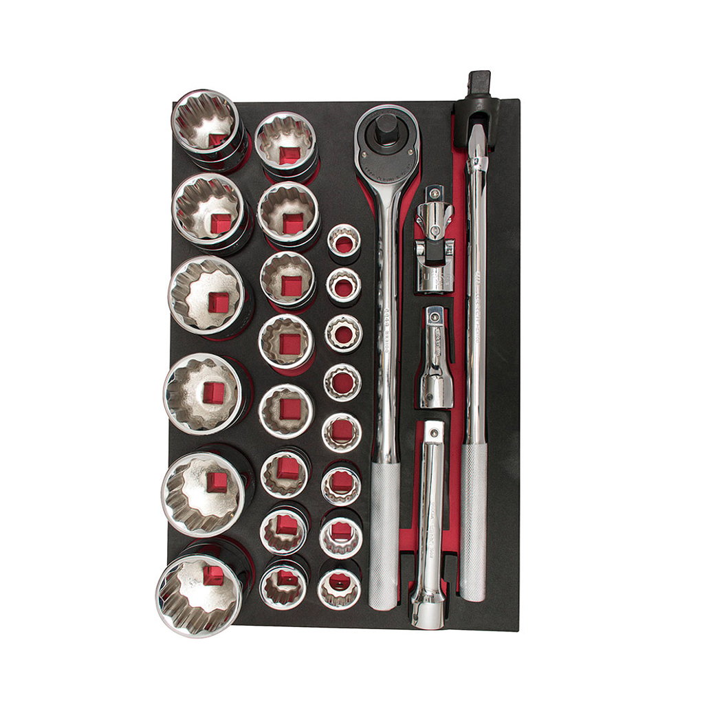 Juego de dados cortos y accesorios cuadro 3/4