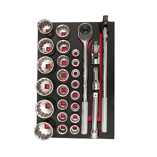 Juego de dados cortos y accesorios cuadro 3/4