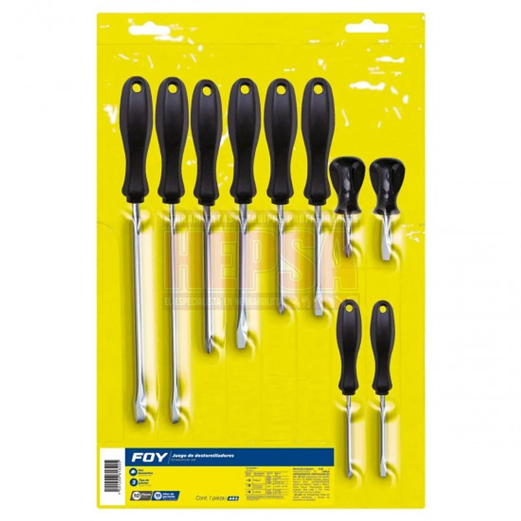 Juego de destornilladores con mango negro combinados, 10 piezas 1