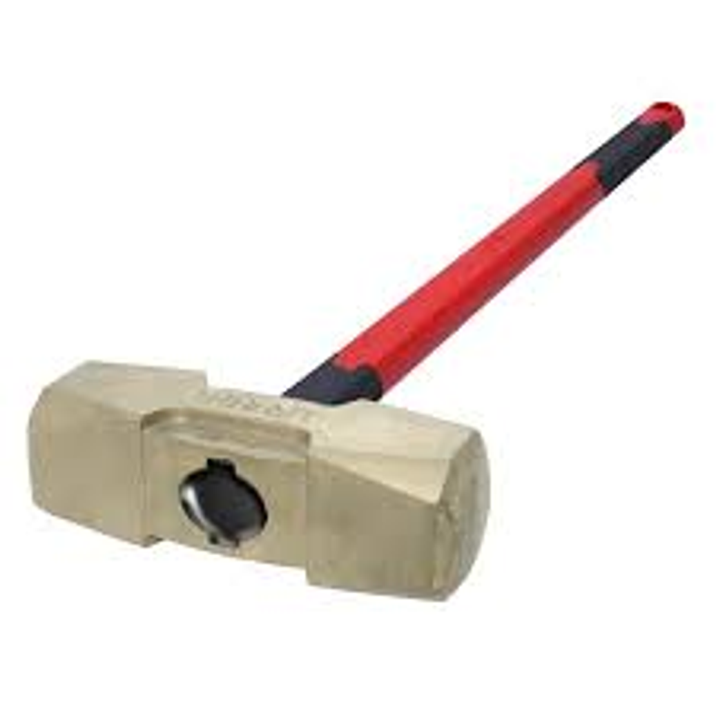 Marro de bronce aluminio antichispa de 15lb con mango extra largo de fibra de vidrio 34