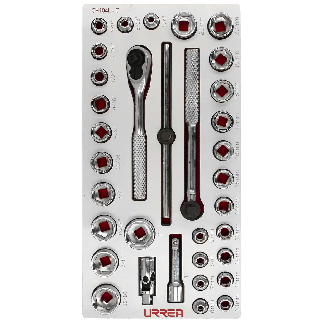 Juego de dados cortos y accesorios cuadro de  3/8