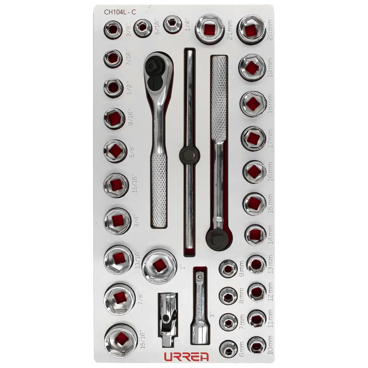 Juego de dados cortos y accesorios cuadro de  3/8