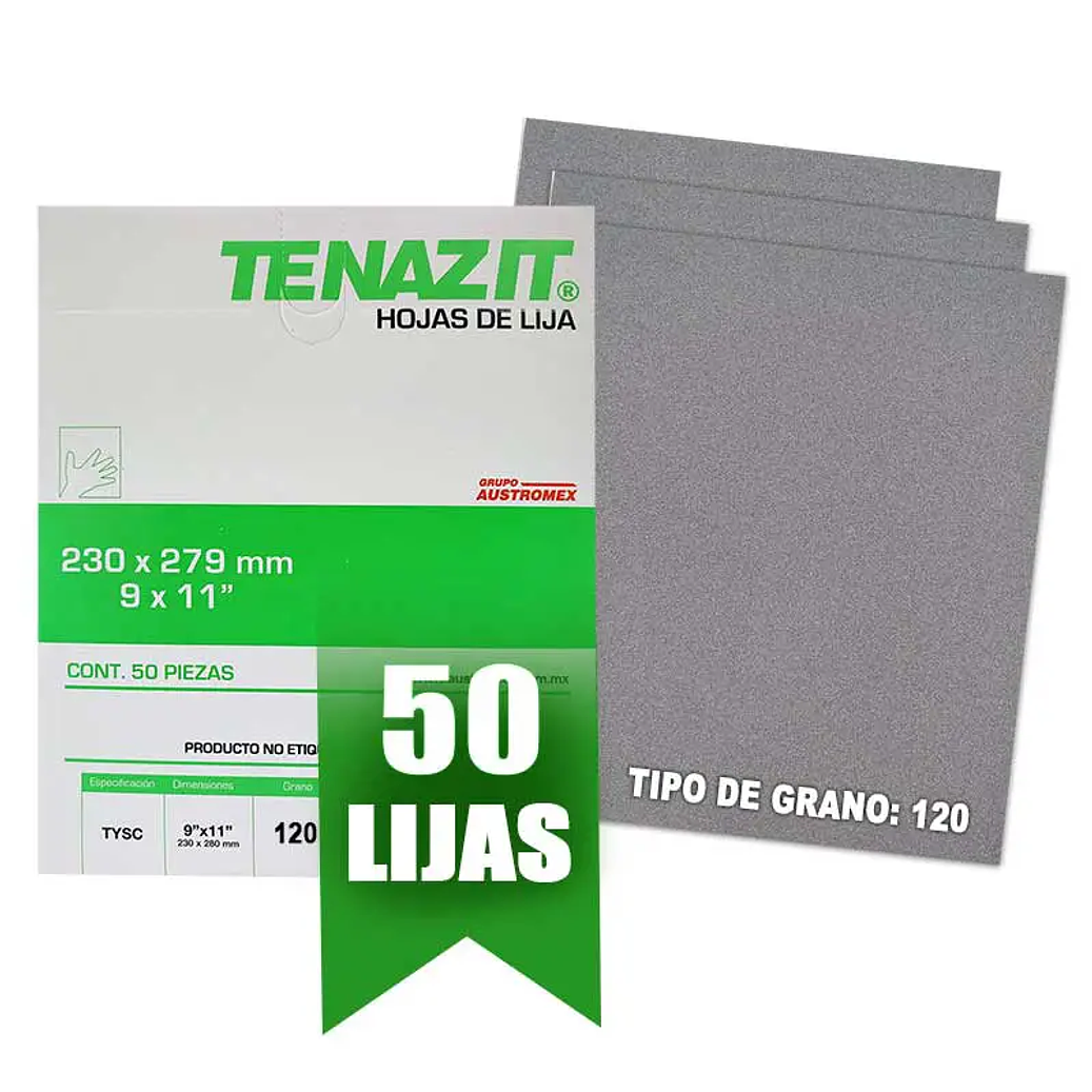 LIJA FIERRO TENAZIT GRANO 120 MODELO 1689  PAQ. 50 PIEZAS 1
