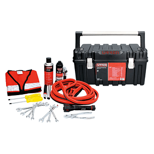 Juego automotriz combinado para auxilio vial, 16 piezas con caja plástica CPU20