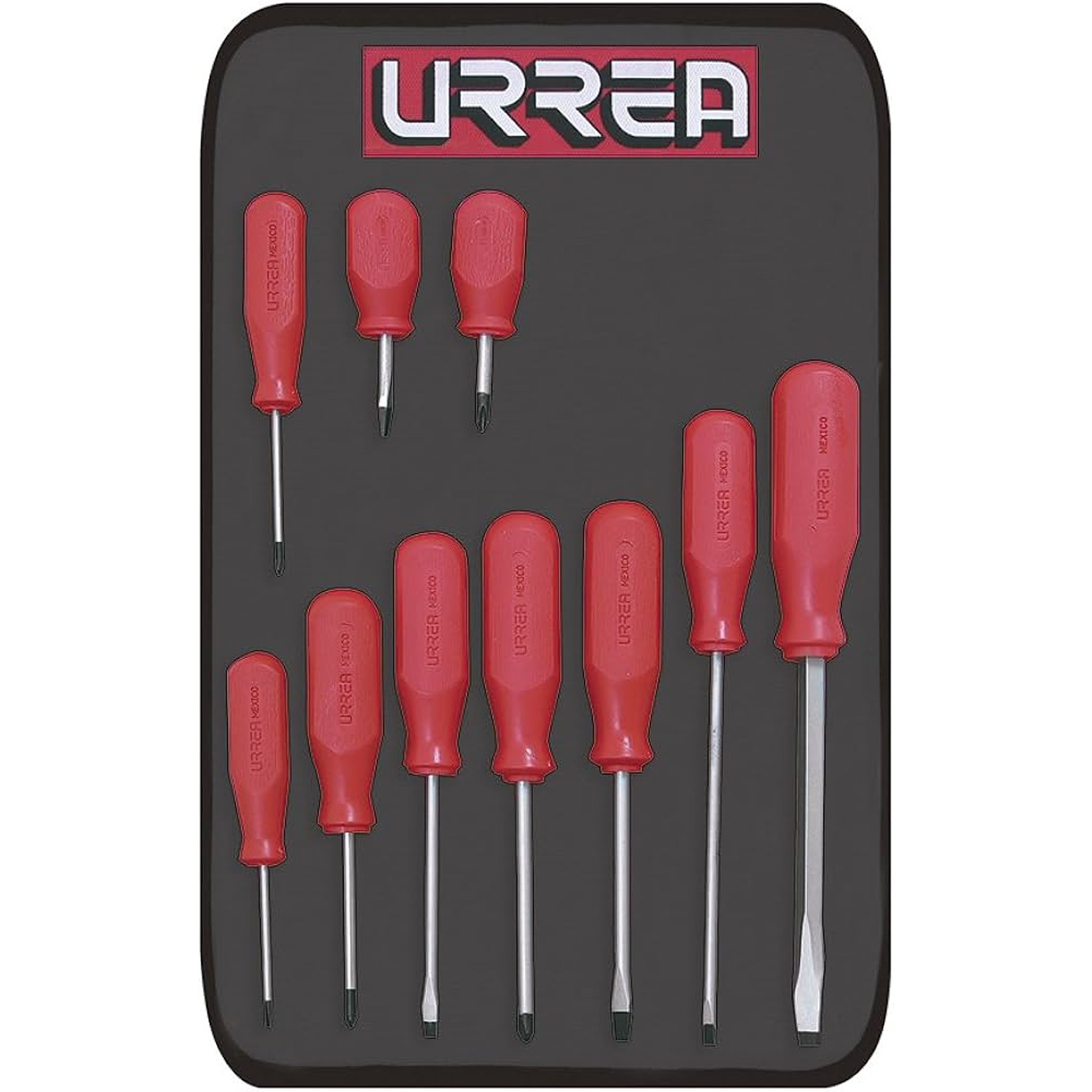 Juego de destornilladores con mango rojo, combinados, 10 piezas 1