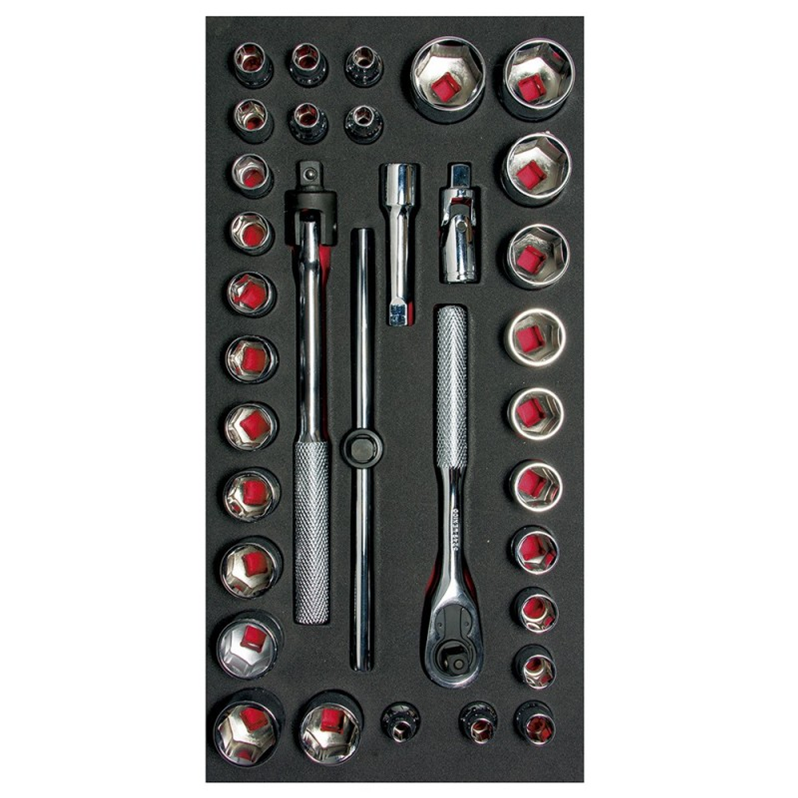 Juego de dados cortos y accesorios cuadro de 3/8