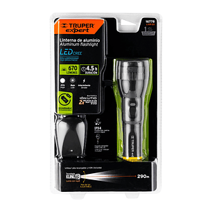 LINTERNA LED RECARGABLE DE ALUMINIO 670 LM, TRUPER EXPERT