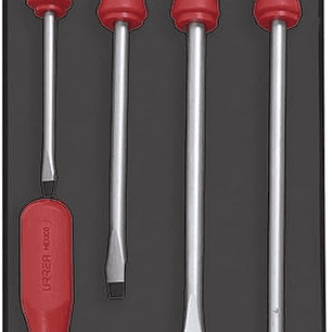 Juego de destornilladores con mango rojo, combinados, 6 piezas