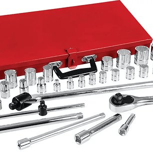 Juego de dados y accesorios cuadro de 3/8