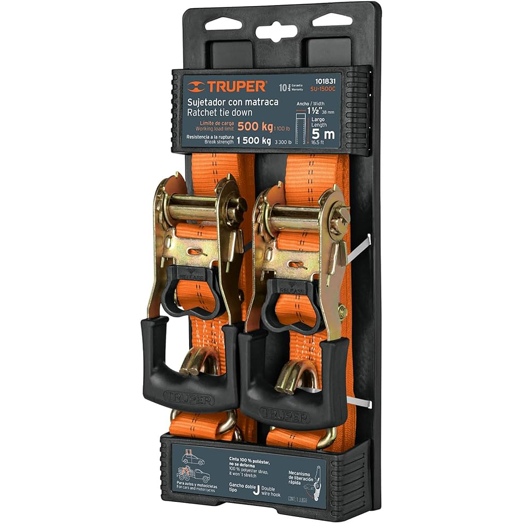 JUEGO DE 2 SUJETADORES  CON MATRACA  1 1/2 MODELO 101831 TRUPER 1