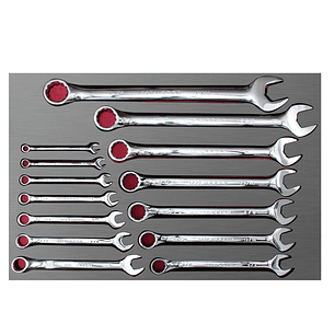 Juego de llaves combinadas pulido espejo en pulgadas, 12 puntas, 14 piezas