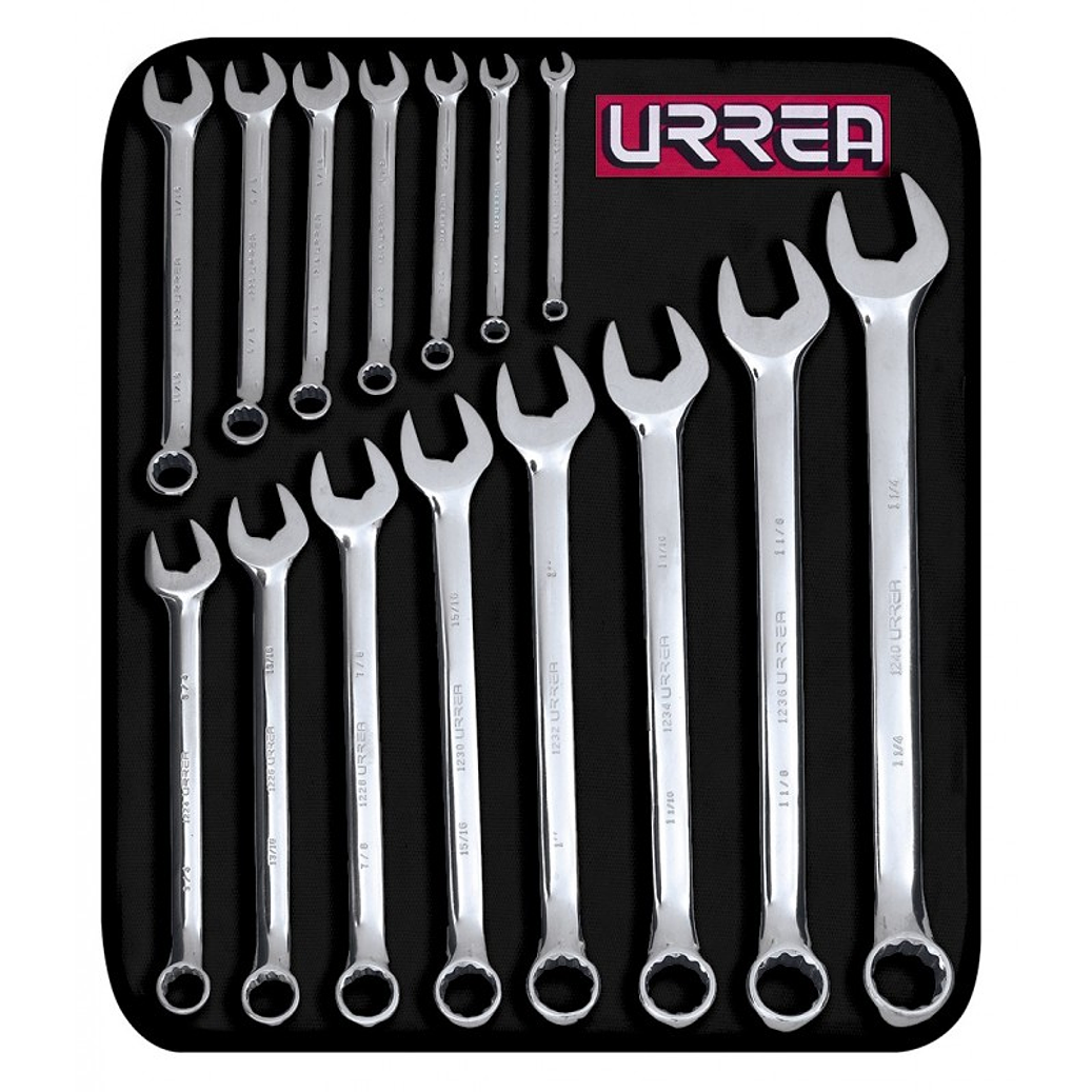 Juego de llaves combinadas pulido espejo en pulgadas, 12 puntas, 15 piezas 1