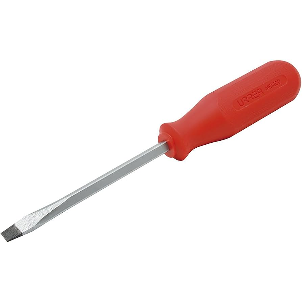 Destornillador con mango rojo, punta plana barra cuadrada 3/8