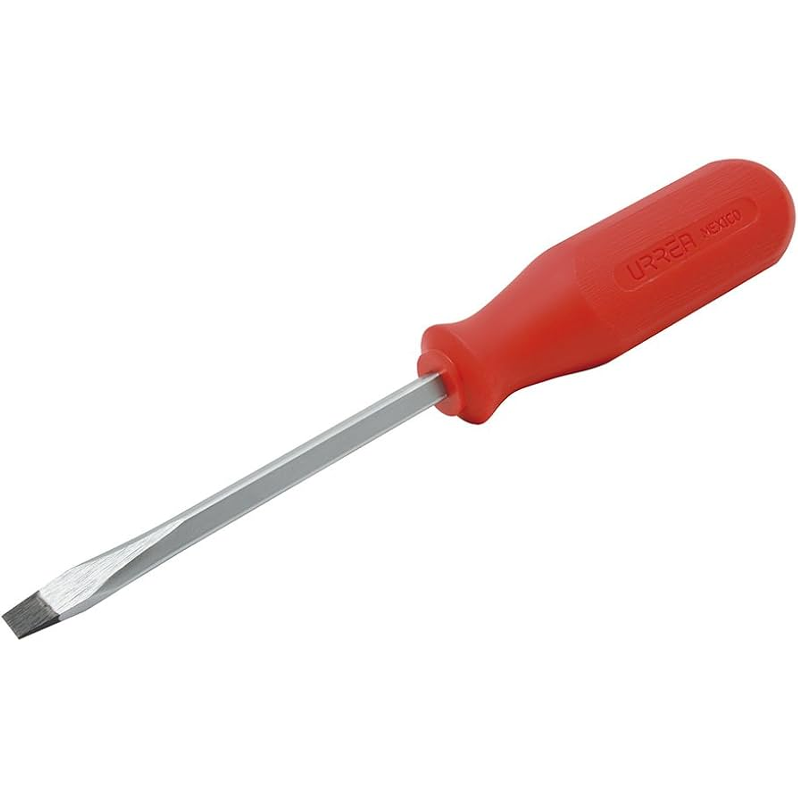 Destornillador con mango rojo, punta plana barra cuadrada 3/8