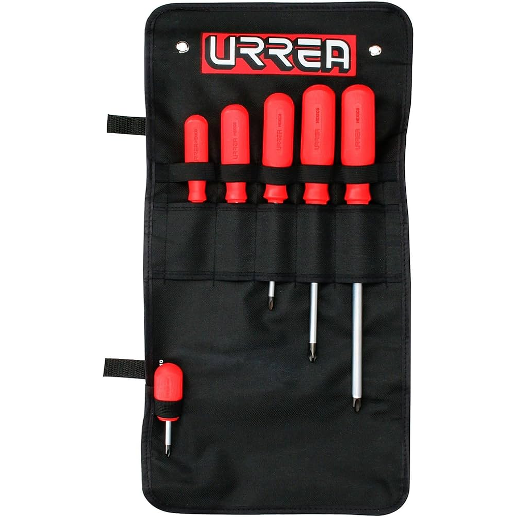 Juego de destornilladores con mango rojo, punta Phillips, 6 piezas 1