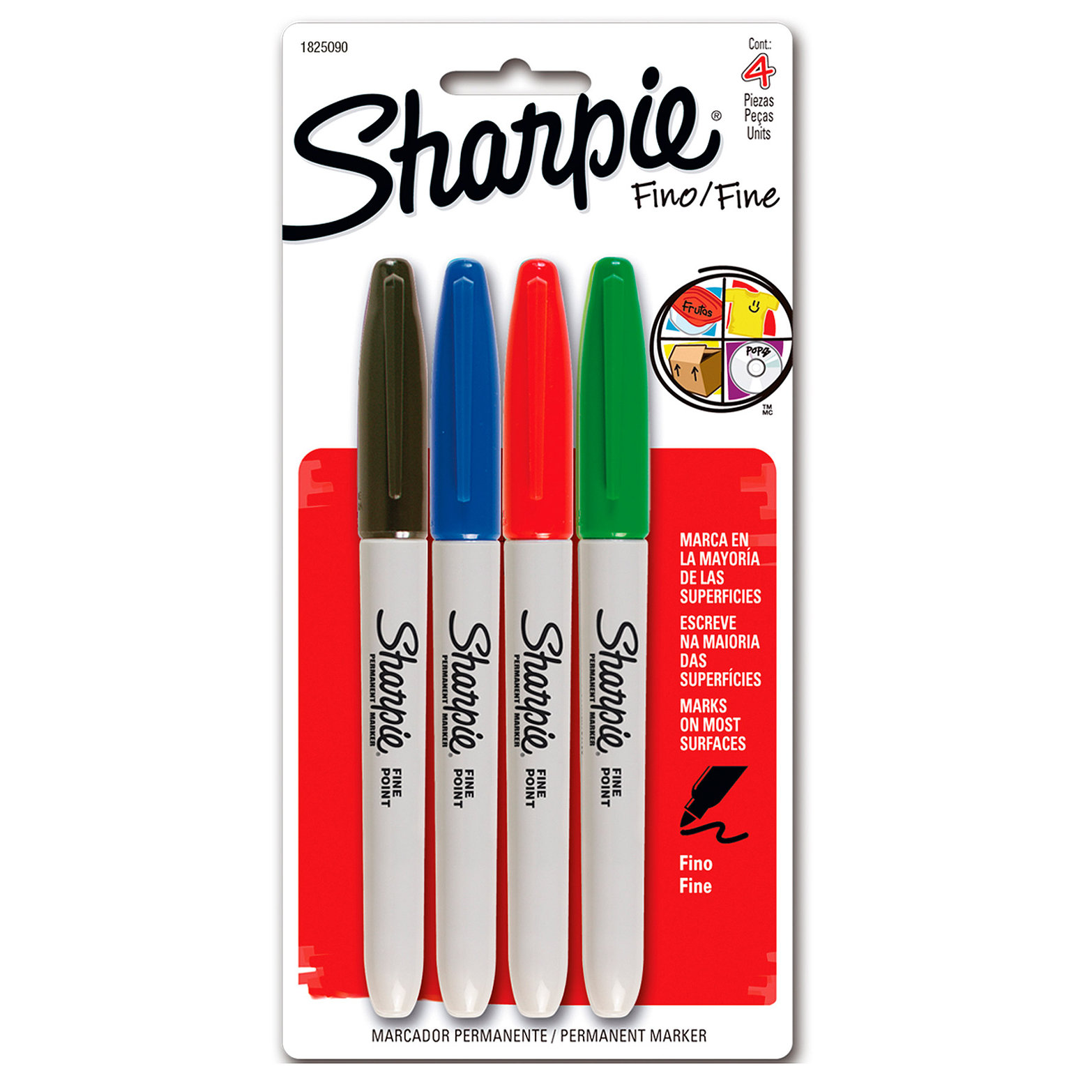 MARCADOR PERMANENTE SHARPIE PUNTO FINO SURTIDO (BL/4) 1