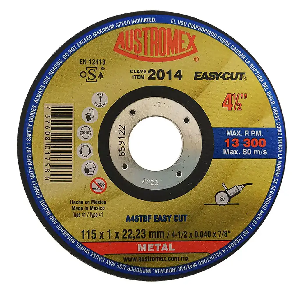 DISCO ABRASIVO PLANO DE CORTE 4  1/2 X 0.040 X 7/8 1