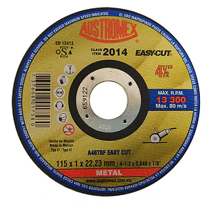 DISCO ABRASIVO PLANO DE CORTE 4  1/2 X 0.040 X 7/8
