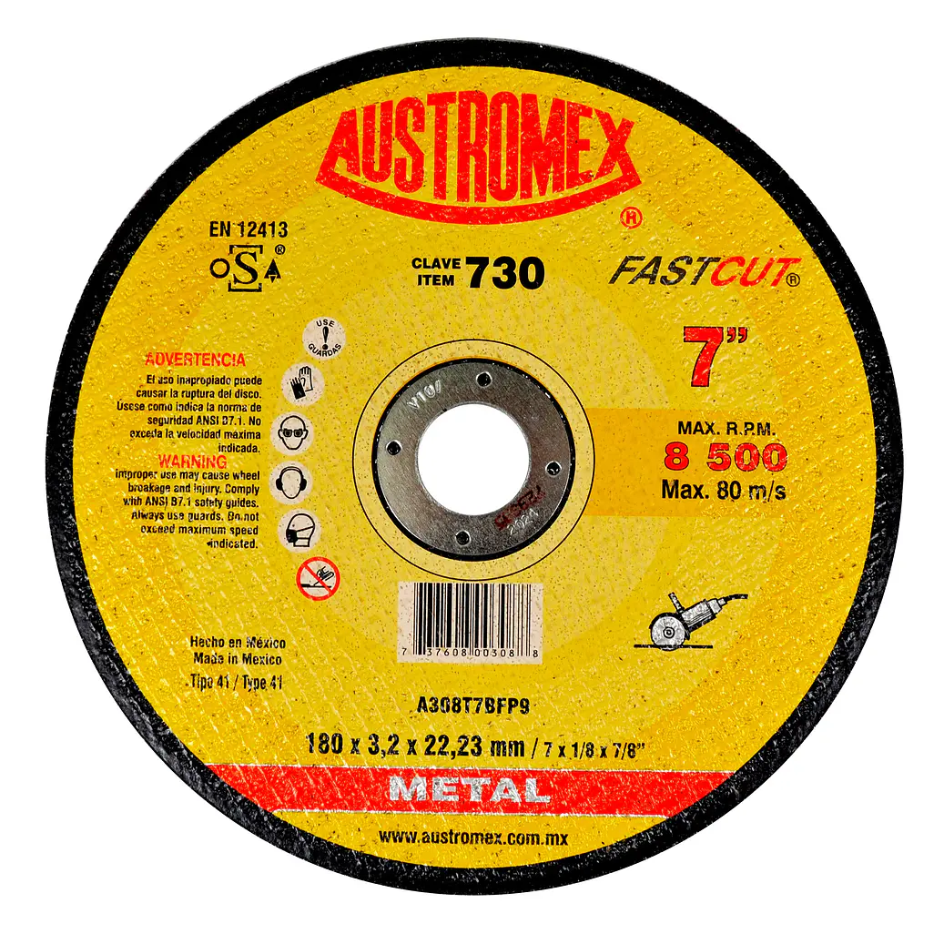 DISCO ABRASIVO CORTE METAL 7X1/8X7/8