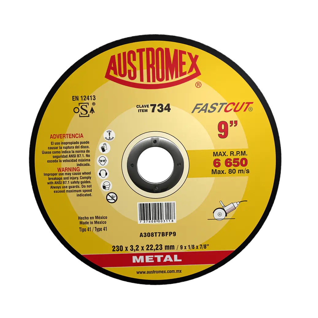 DISCO ABRASIVO CORTE P/METAL 225X3X22.2 1