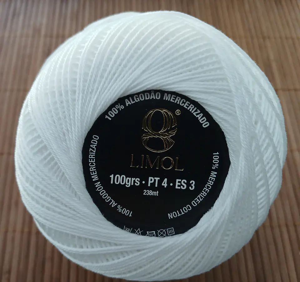 Limol Fios de Crochet nº 4 - Branco e Cru - 100g  2
