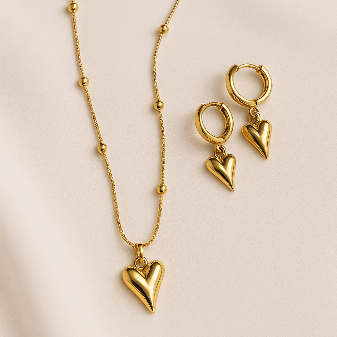 Set de Collar y Aretes “Golden Heart“ 1