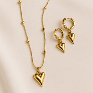 Set de Collar y Aretes “Golden Heart“