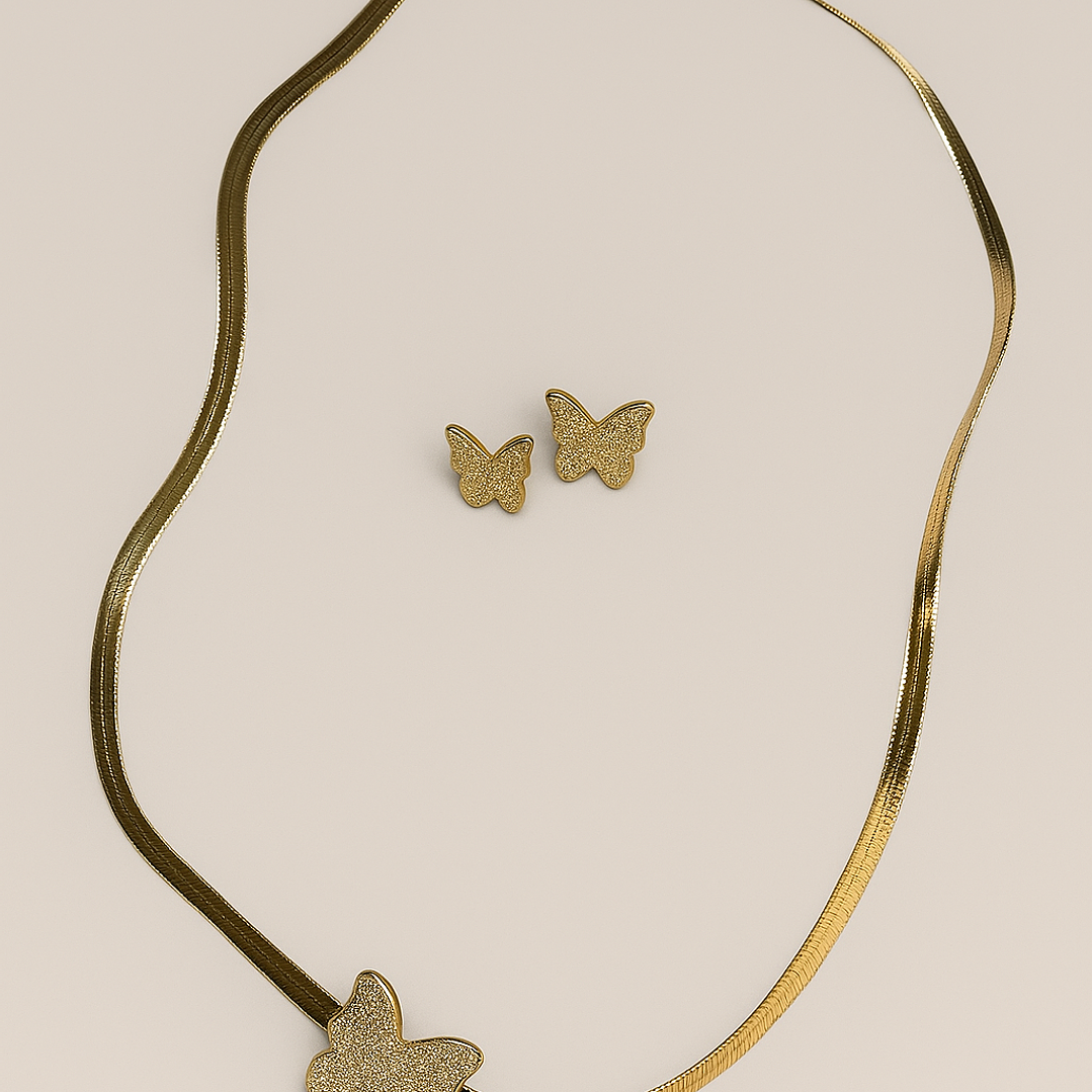 Set Collar y Aretes Mariposa 1