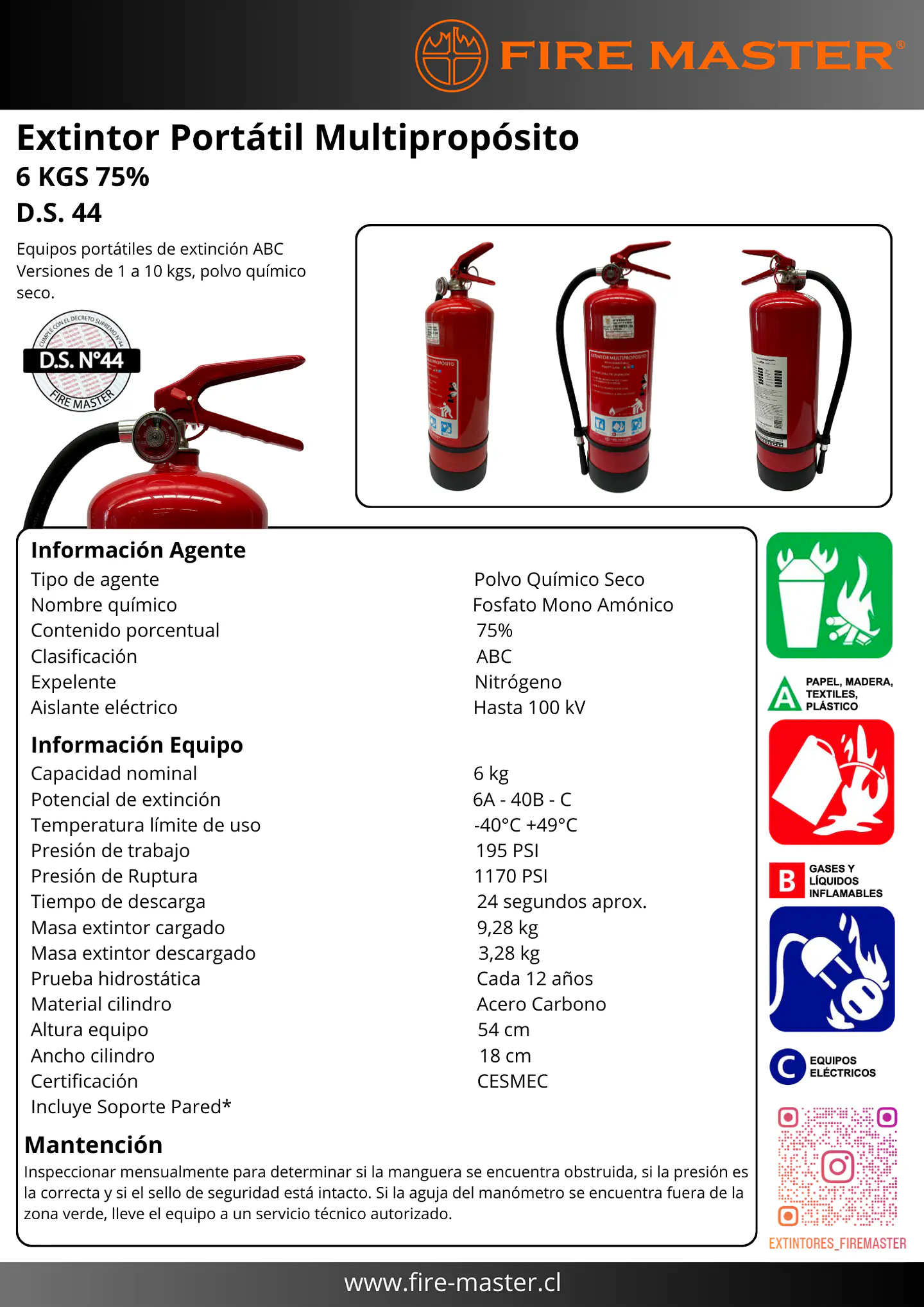 Extintor 6 Kg P.Q.S. DESPACHO GRATIS A TODO CHILE!!! 3