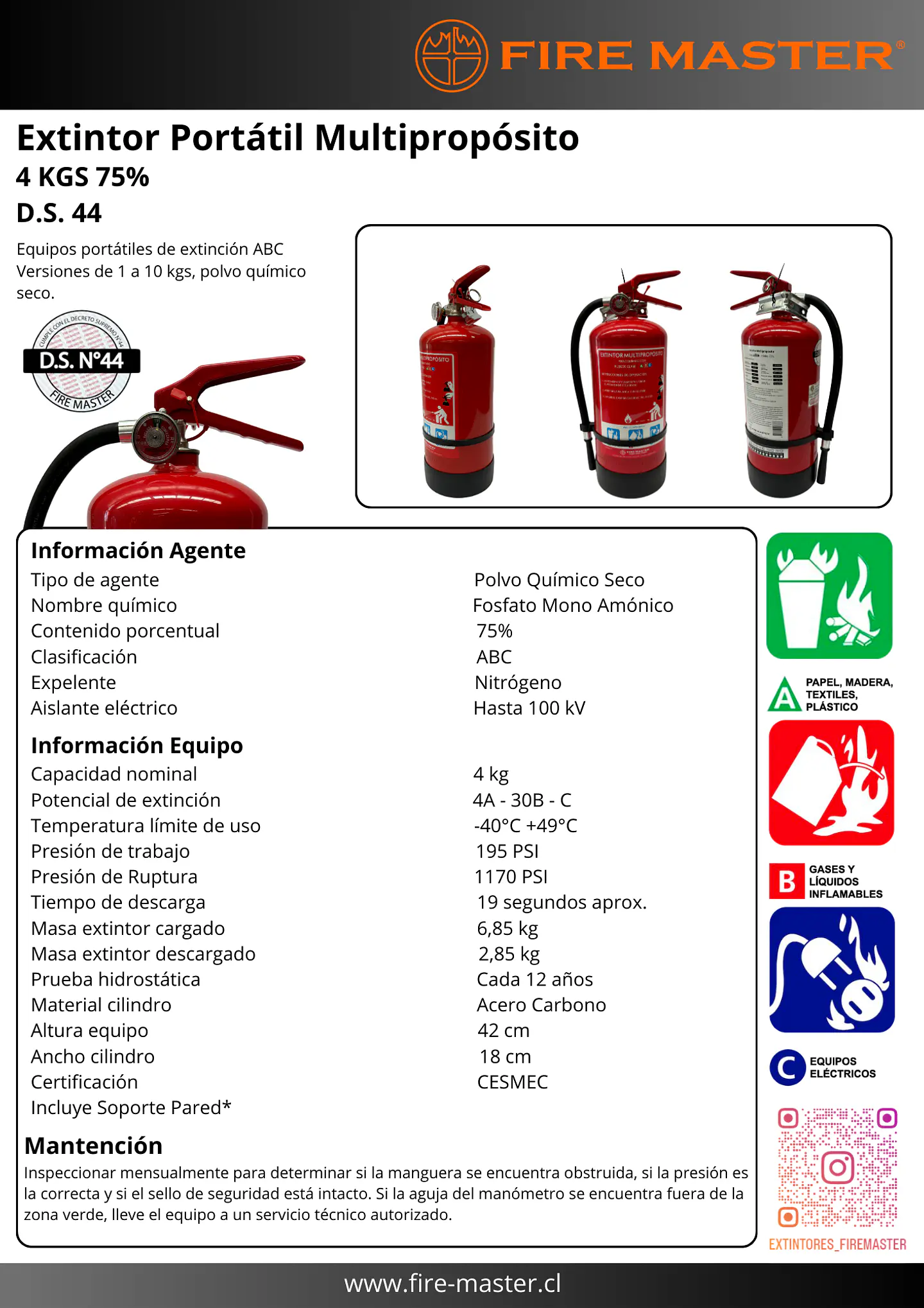 Extintor 4 Kg + Soporte Trípode DESPACHO GRATIS A TODO CHILE!!! 4