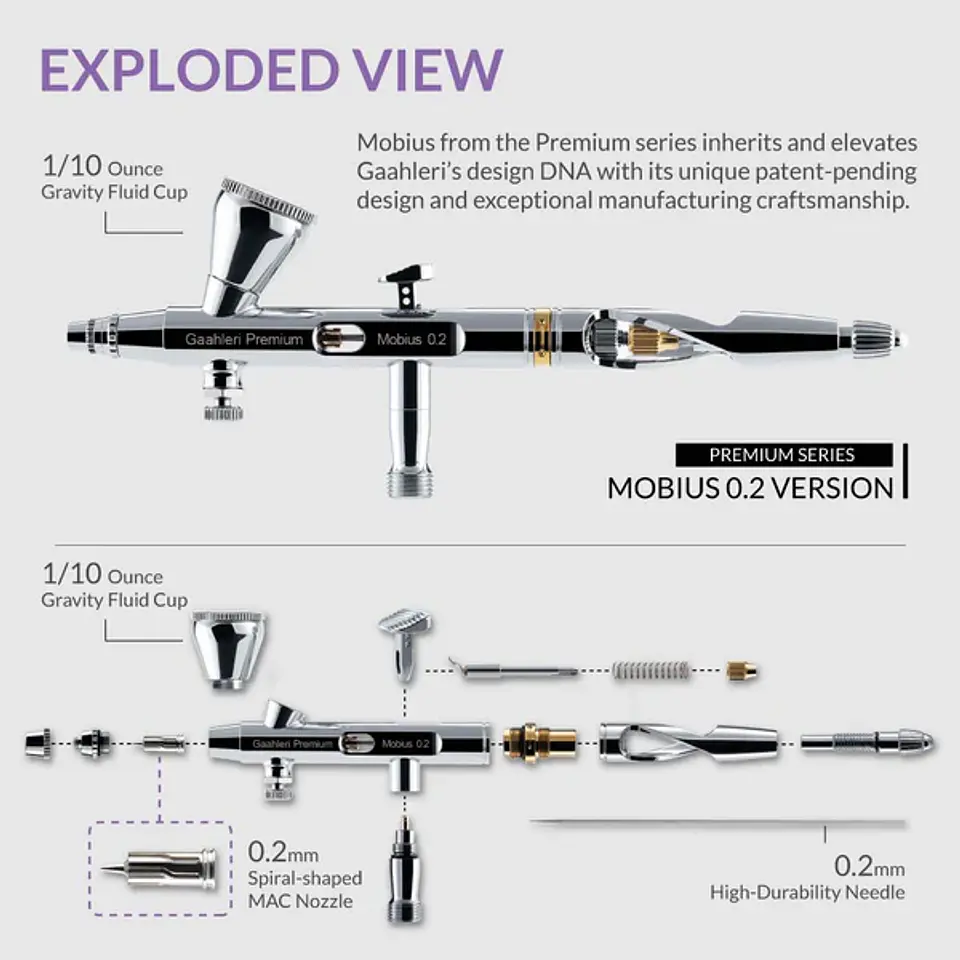 Mobius 0.2mm Premium Series Airbrush 7