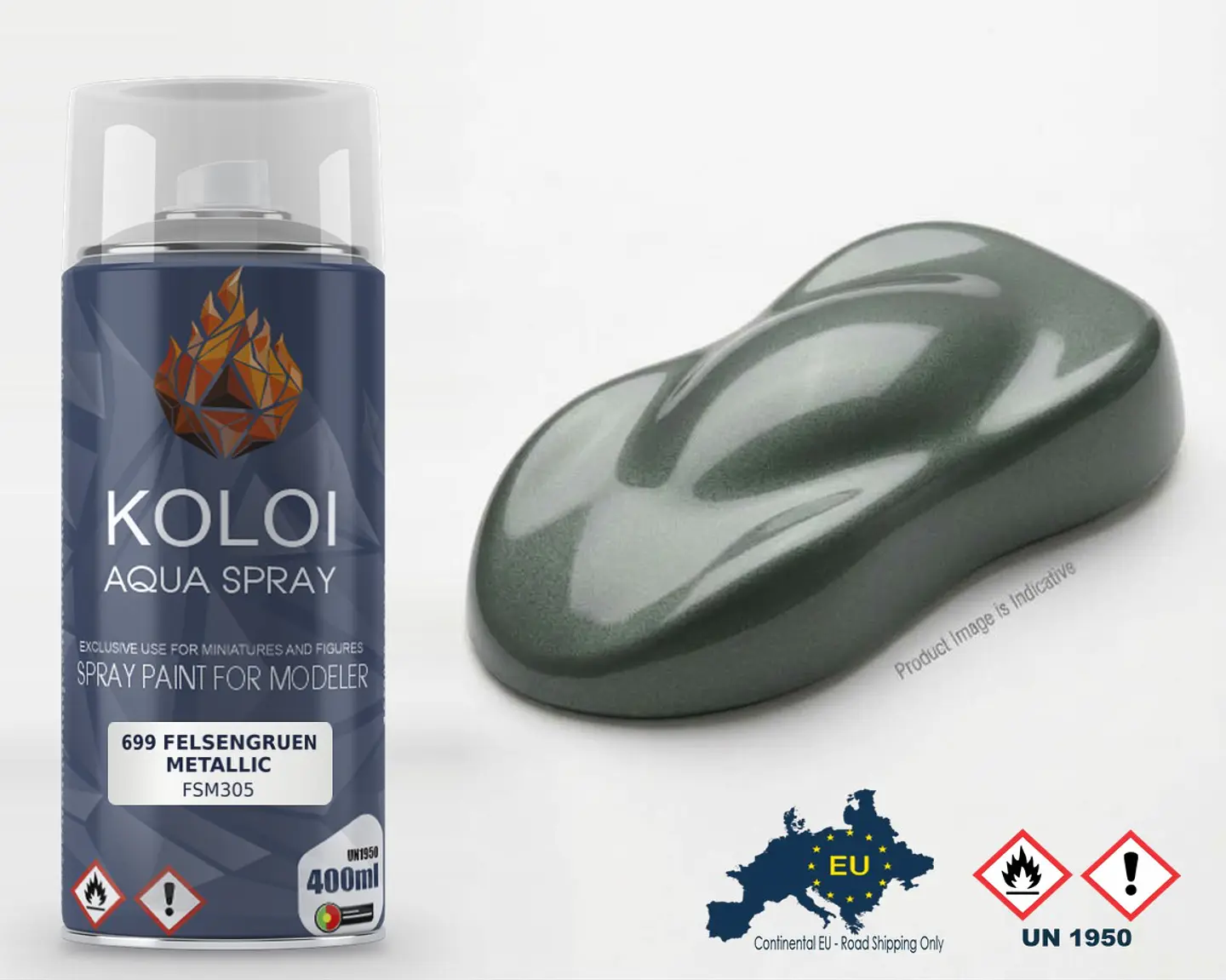 699 Felsengruen Metallic – Koloi Aqua Spray 400ml 1