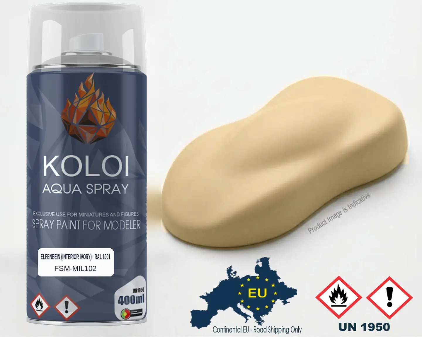 Elfenbein (Interior Ivory) RAL 1001 – Koloi Aqua Spray 400ml 1