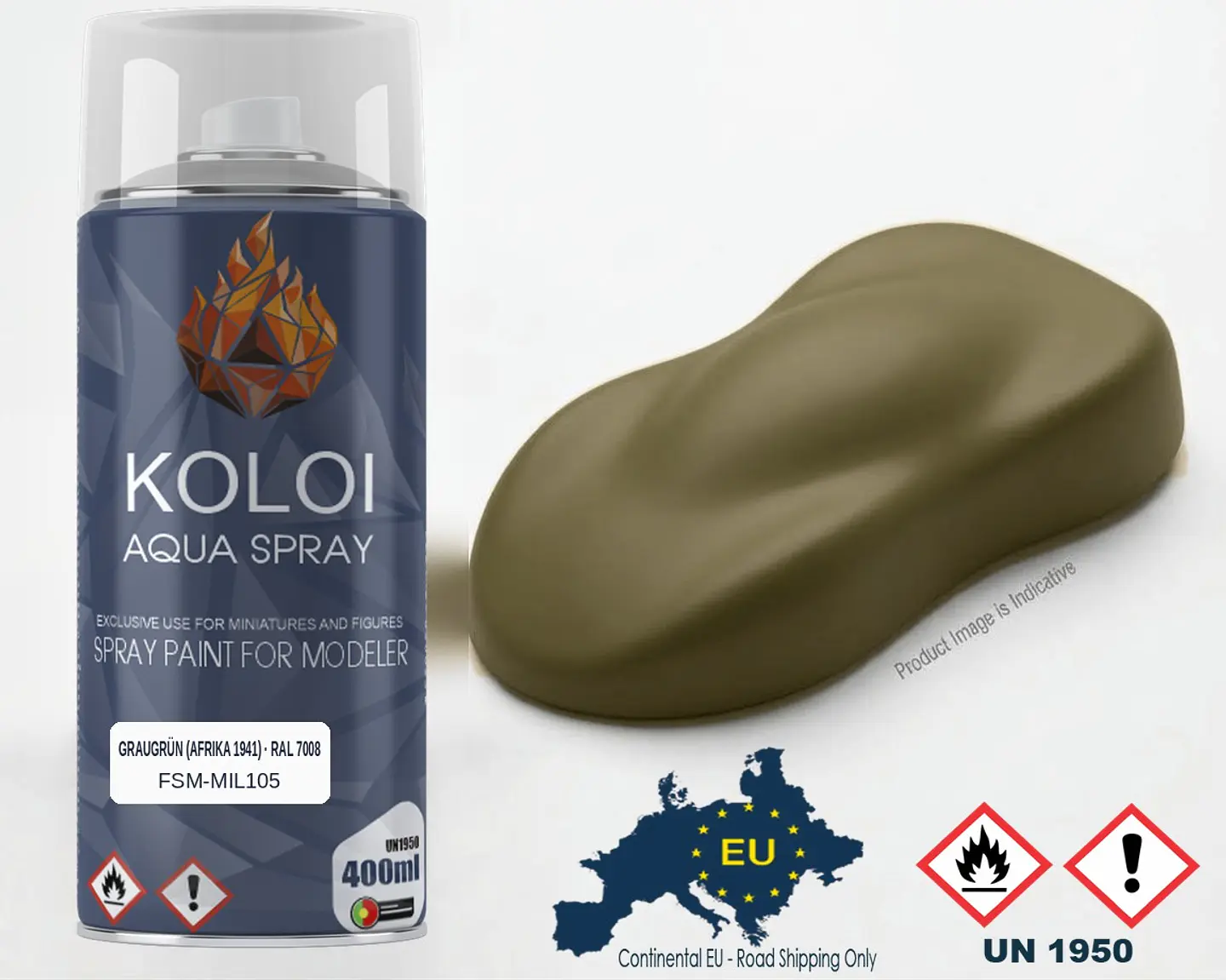 Graugrün (Afrika 1941) RAL 7008 – Koloi Aqua Spray 400ml 1