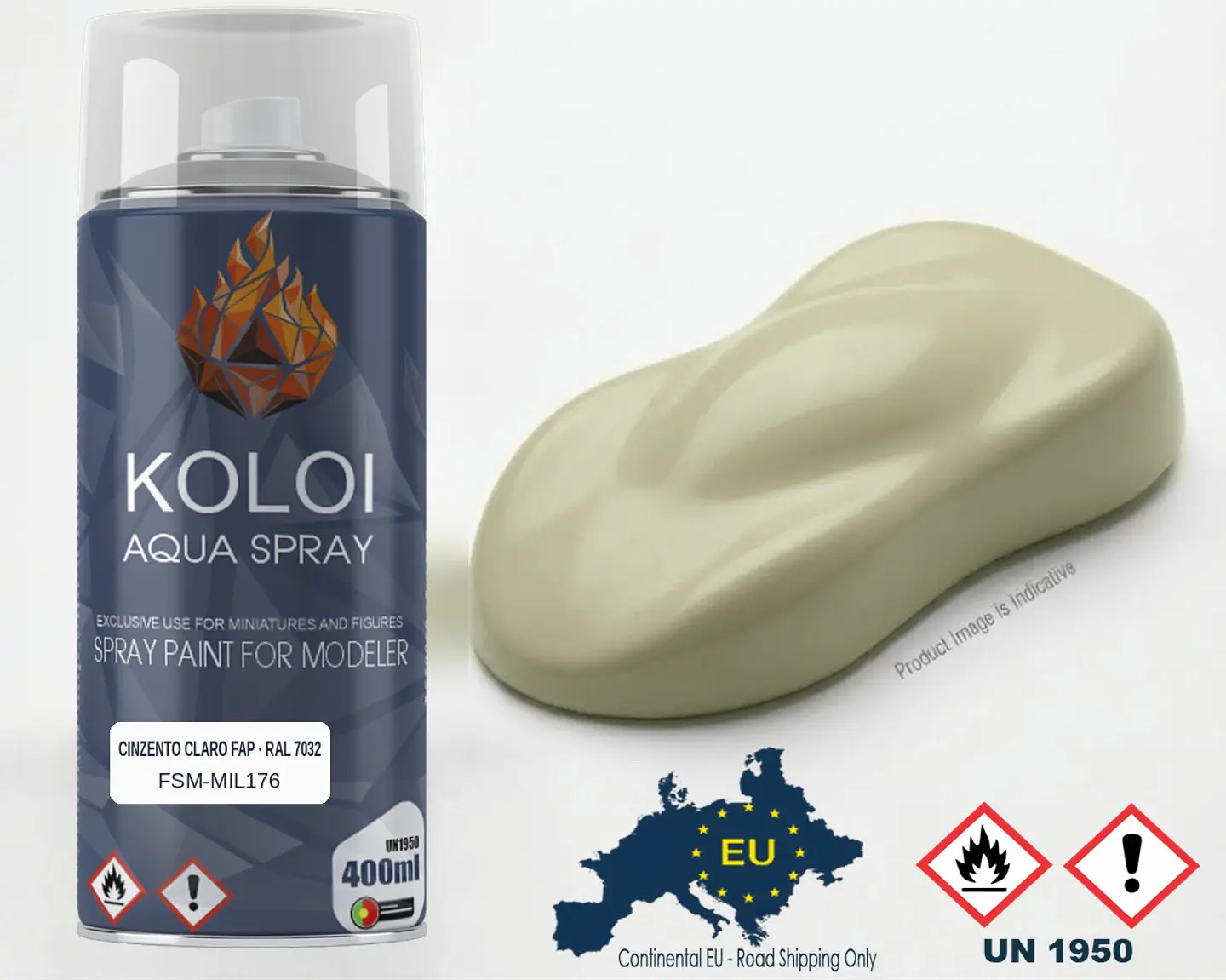 Cinzento Claro FAP (Light Grey) RAL 7032 – Koloi Aqua Spray 400ml 1