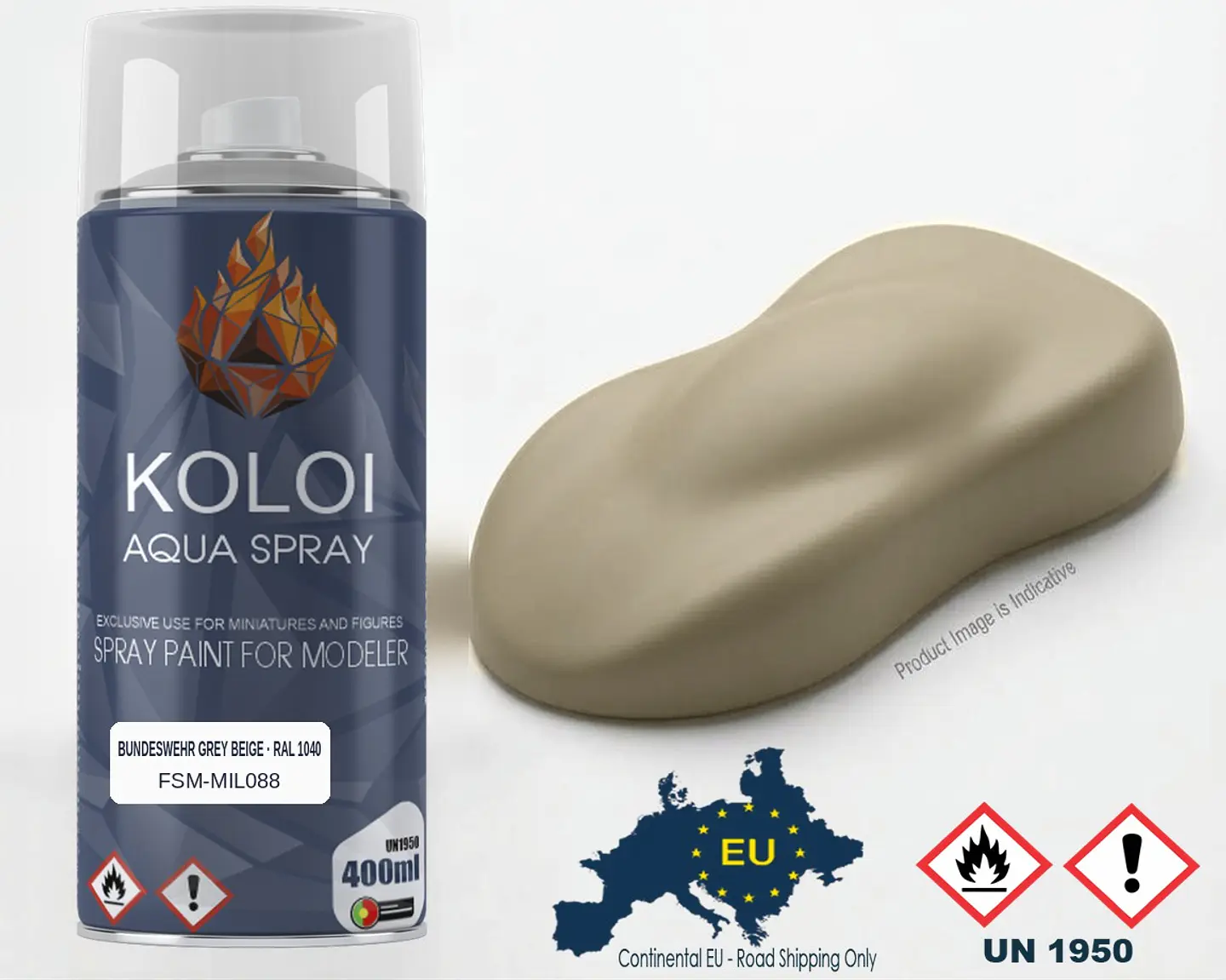 Bundeswehr Grey Beige RAL 1040 – Koloi Aqua Spray 400ml 1