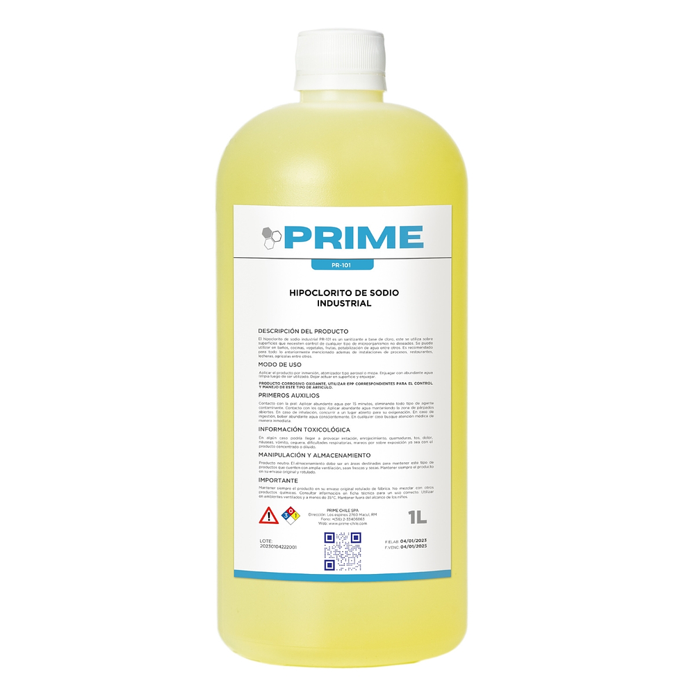 HIPOCLORITO DE SODIO 1% - PRIME 1LT