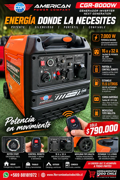 🔥 GENERADOR INVERTER CGR-7000W