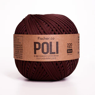 Fio Poli - Fio 100% Poliéster 3mm - 220 metros - Cacau - 8007
