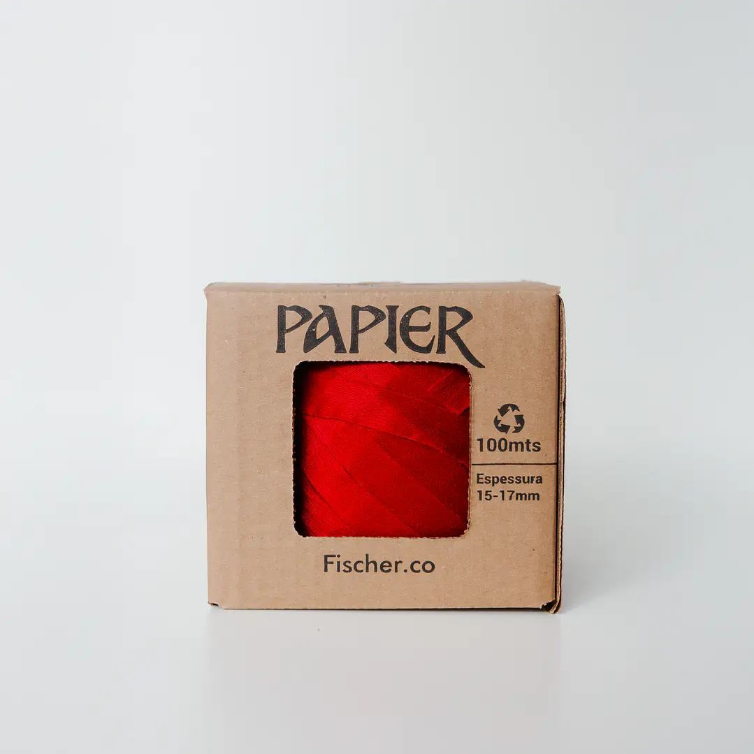 Fio Papier - Fio 100% Poliéster 15-17mm - 100 metros - Vermelho- 523 1