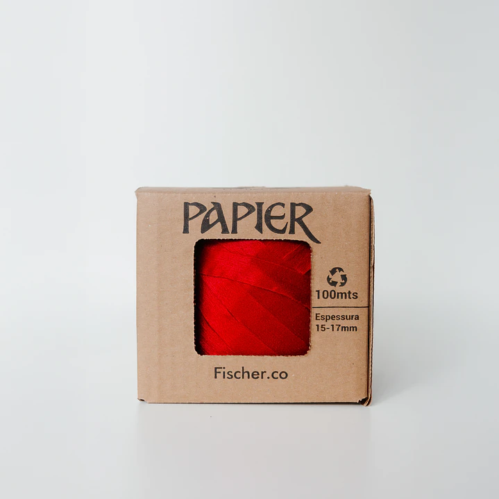 Fio Papier - Fio 100% Poliéster 15-17mm - 100 metros - Vermelho- 523 1