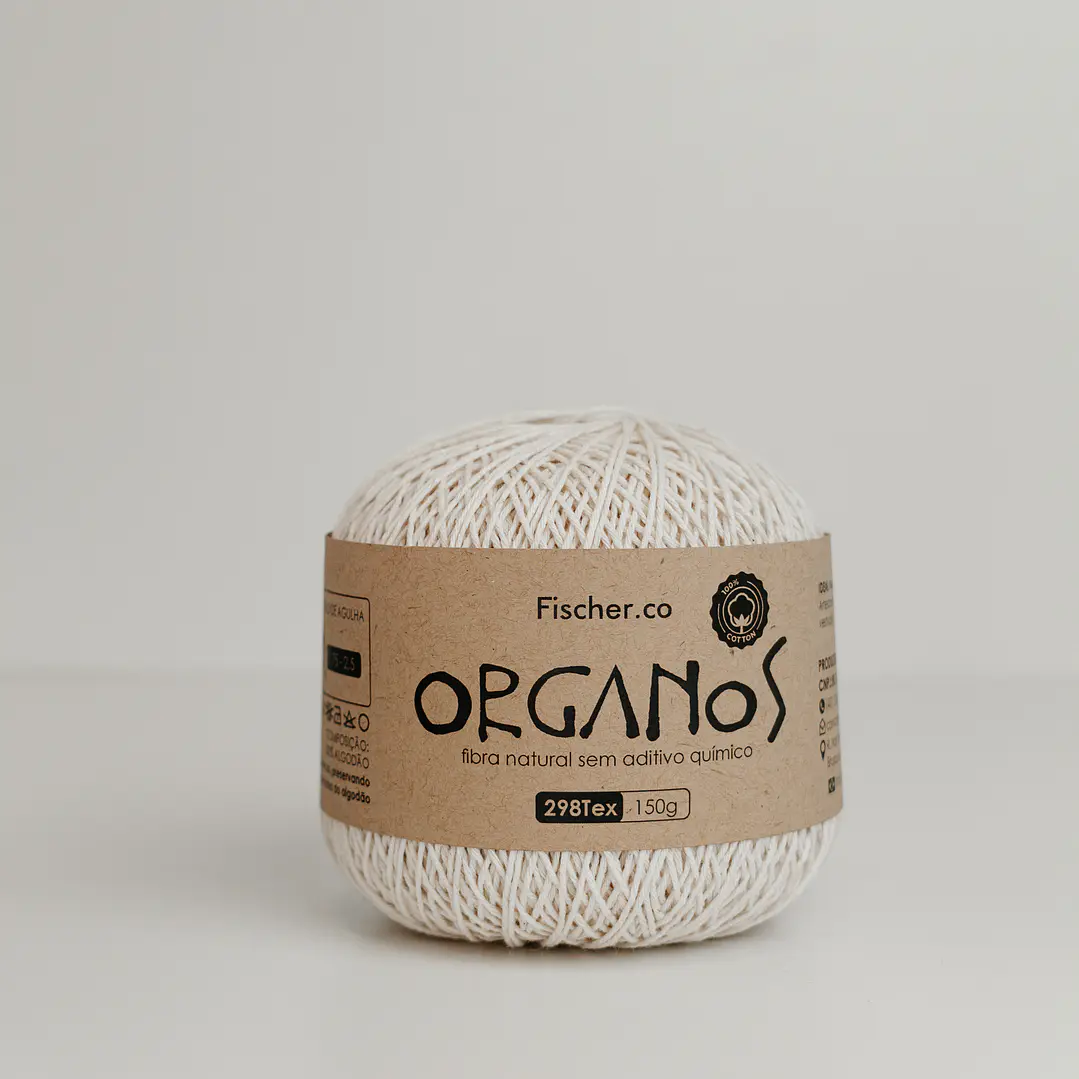 Fio Organos - Fio 100% Algodão 500 metros - Fibra Natural Sem Aditivos Químicos- 3000 1