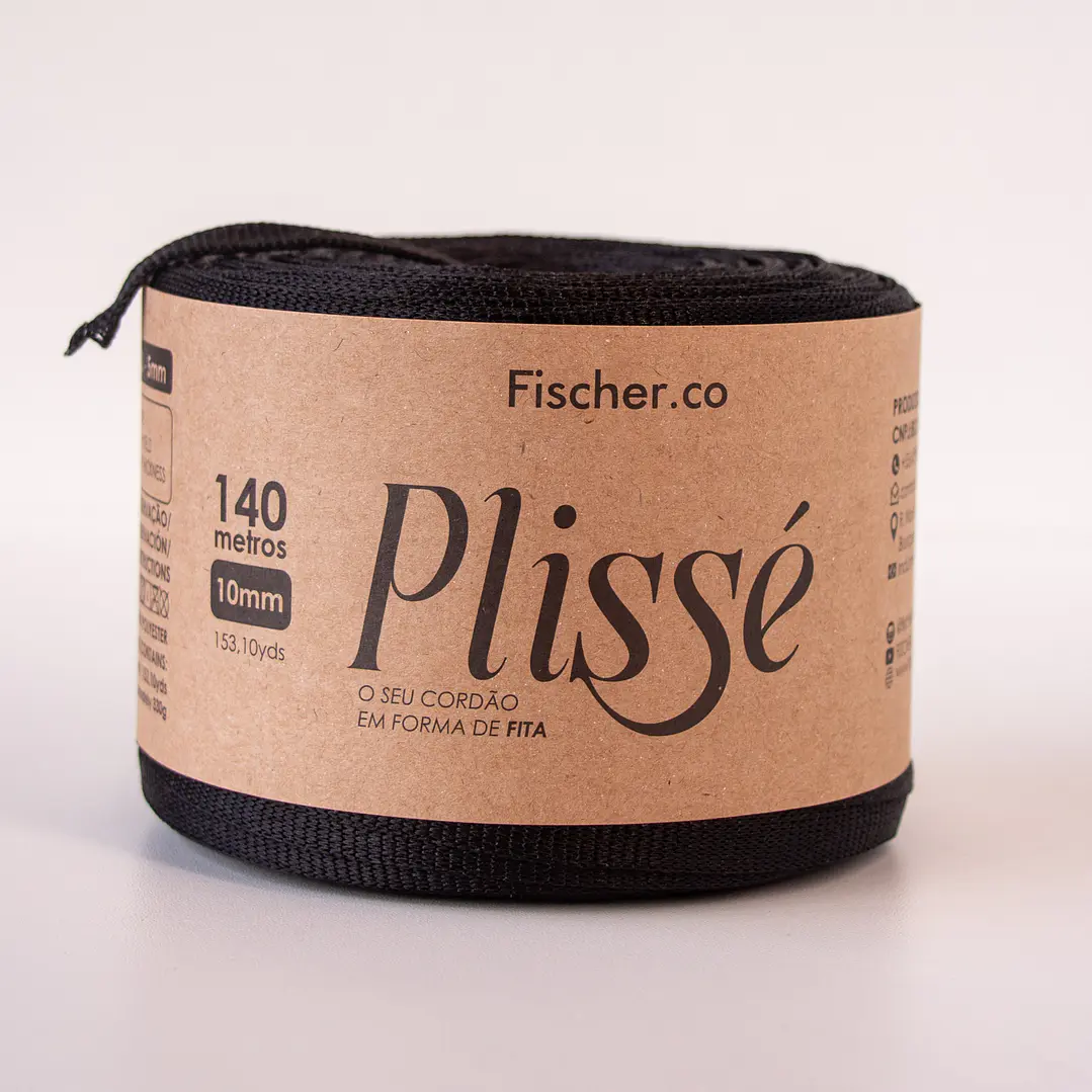 Fita Plissé - Fio 100% Poliéster 10mm - 140 metros - Preto - 20081 1